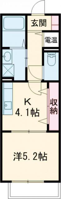 アインスフィア(1K/1階)の間取り写真
