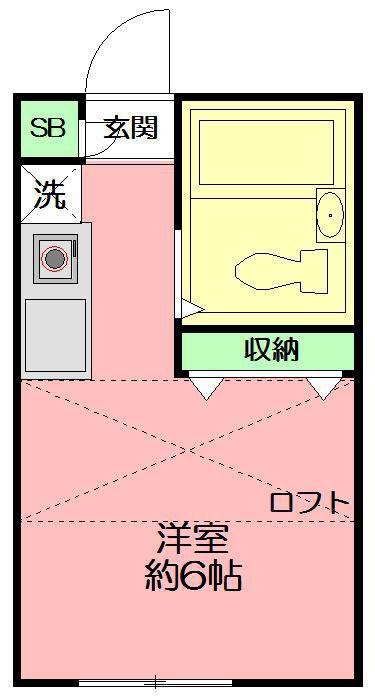 パンシオン厚木(ワンルーム/1階)の間取り写真