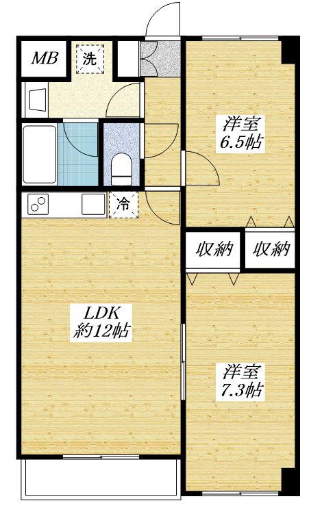 ラフィーネ(2LDK/6階)の間取り写真