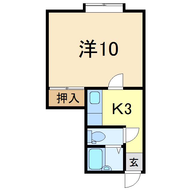 ハイクレスト16(1K/1階)の間取り写真