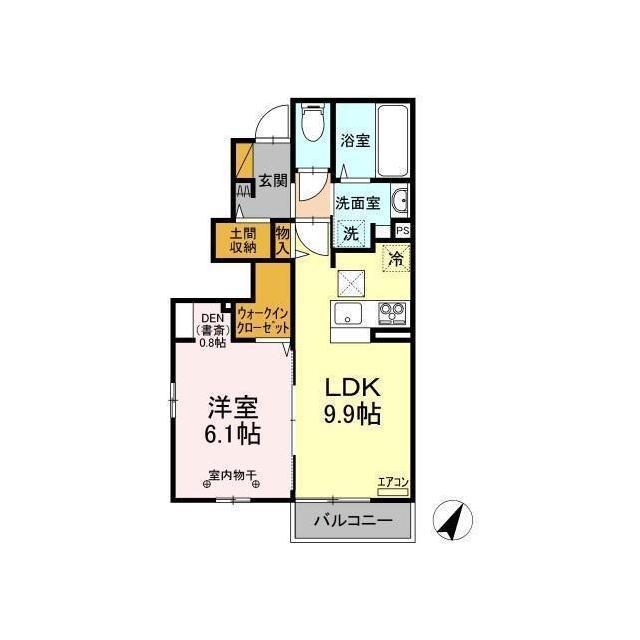 SOLARIE MIDORINO V(1LDK/1階)の間取り写真