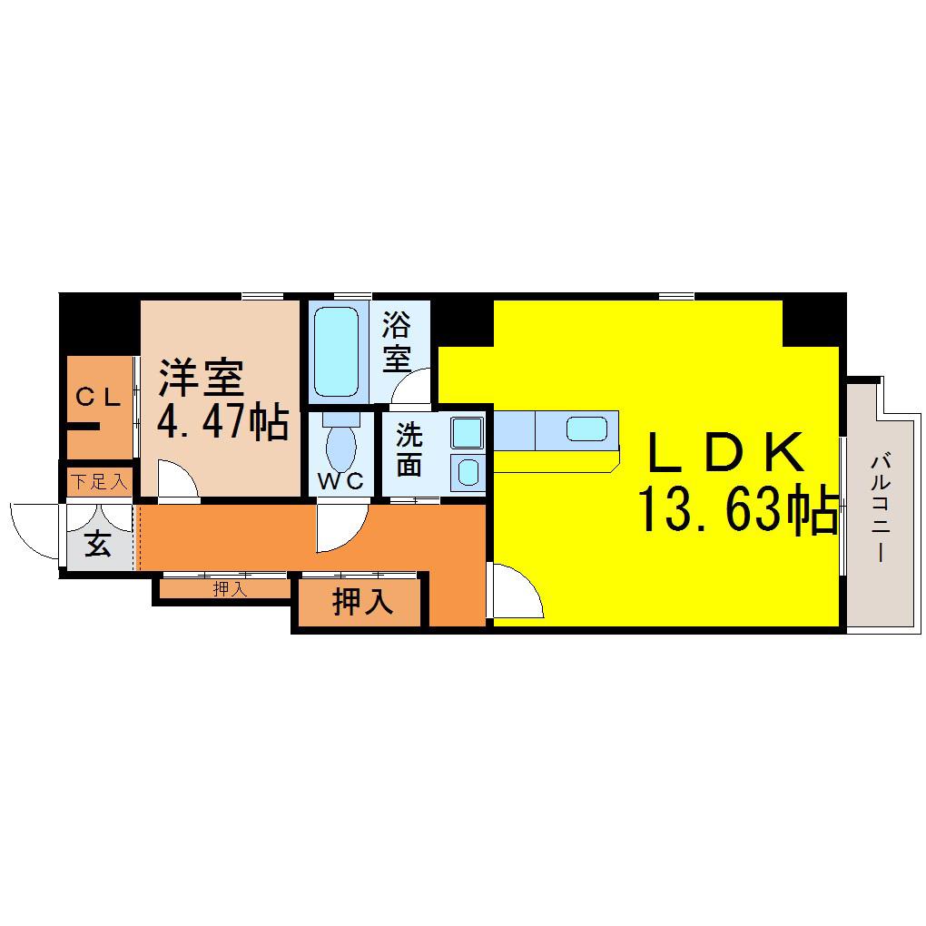 GプラスHONMACHI(1LDK/3階)の間取り写真