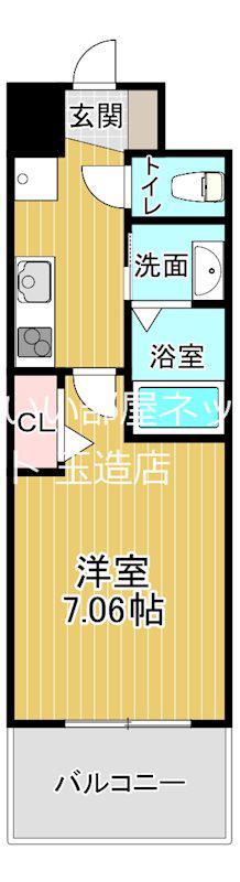 LUXE大阪城南(1K/1階)の間取り写真