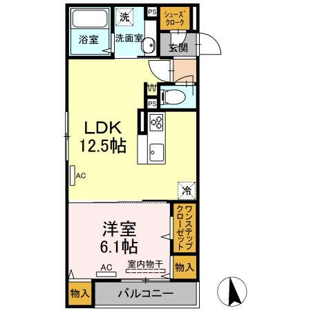 アモール(1LDK/2階)の間取り写真