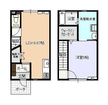 ビオラ木津A棟(1LDK/1階)の間取り写真