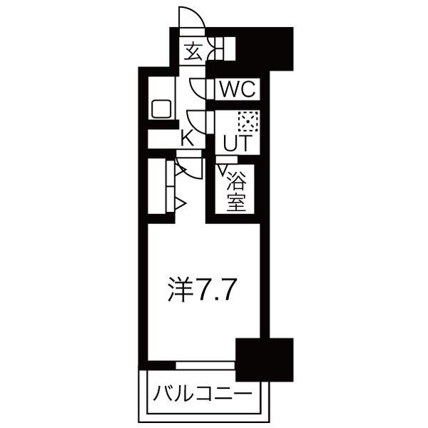 メイクス名駅太閤(1K/9階)の間取り写真