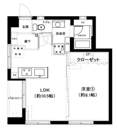 横浜ハイツ(1LDK/5階)の間取り写真