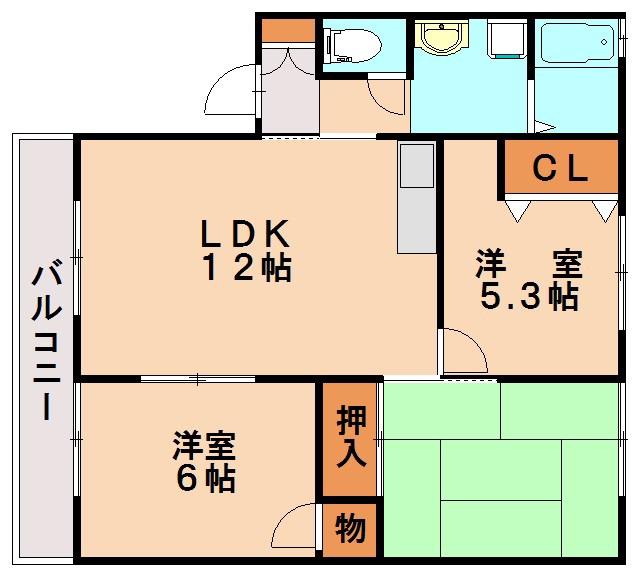 セジュールリカーIIB棟(3LDK/2階)の間取り写真