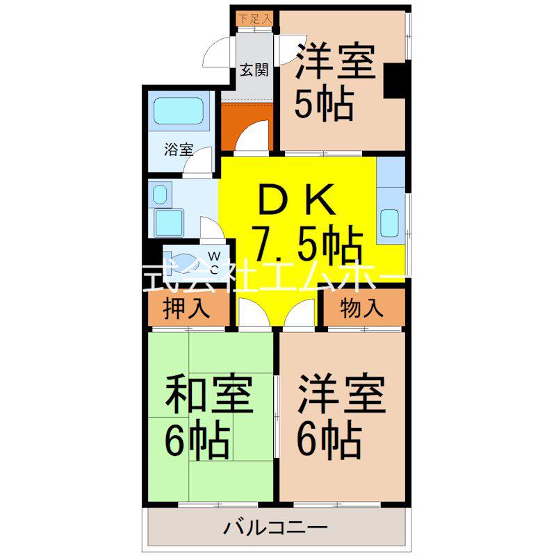 メゾントーメー(3DK/3階)の間取り写真