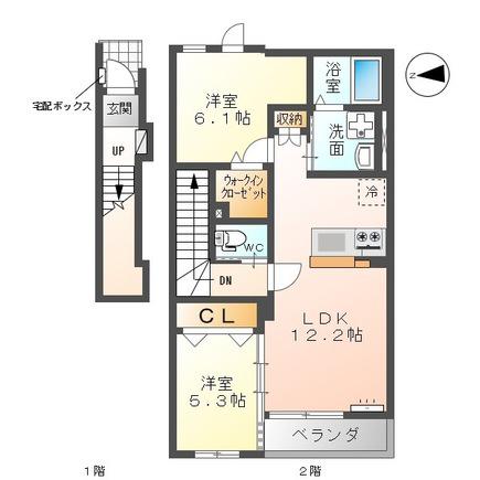シャディ(2LDK/2階)の間取り写真