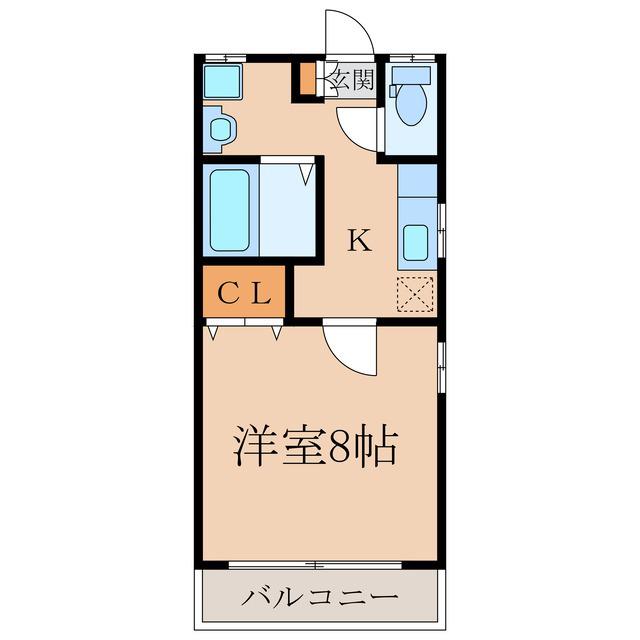 クレストコートA棟(1K/1階)の間取り写真