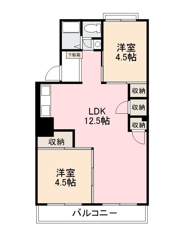 フラワーハイツ(2LDK/1階)の間取り写真