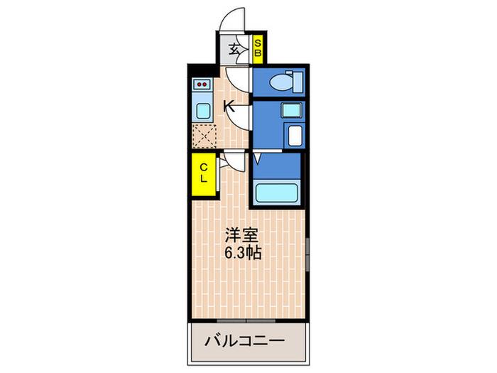 プロヴィスタ神戸三宮イースト(1K/3階)の間取り写真