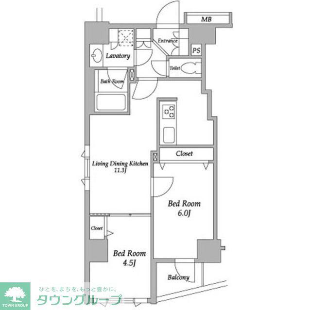 グランカーサ三ノ輪(2LDK/11階)の間取り写真