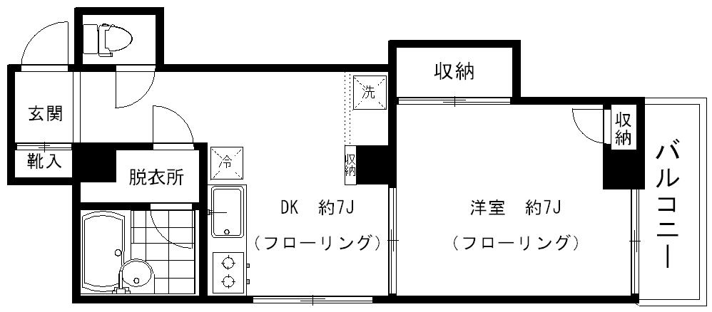 波田野ビル(1DK/3階)の間取り写真