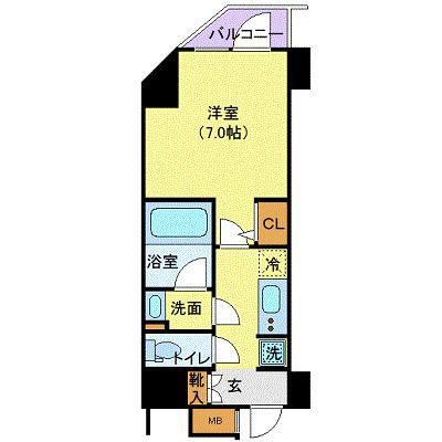 ハーモニーレジデンス浜松町(1K/6階)の間取り写真