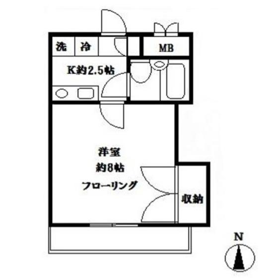 ヴェリタス用賀(1K/2階)の間取り写真