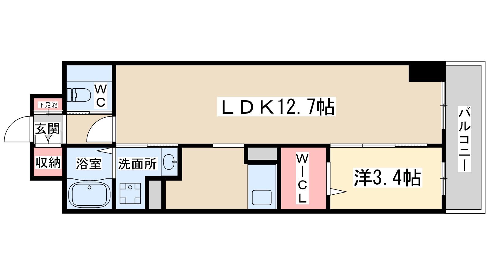 LASANTE梅田北(1LDK/4階)の間取り写真