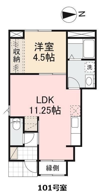 セレクトテラス・ウエスト(1LDK/1階)の間取り写真