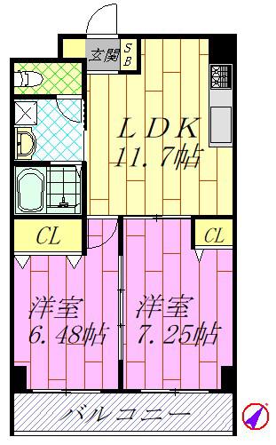 ラヴィータ(2LDK/2階)の間取り写真