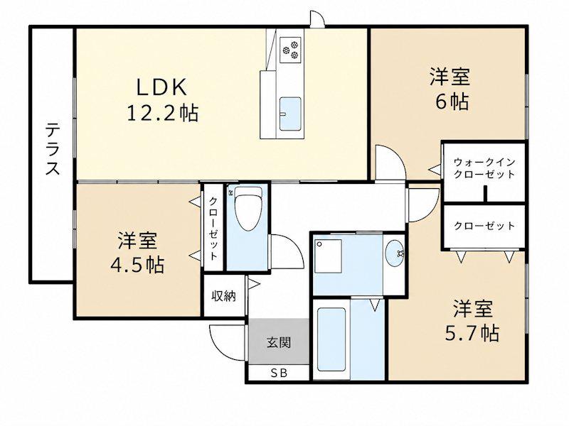 ディアコート I(3LDK/2階)の間取り写真