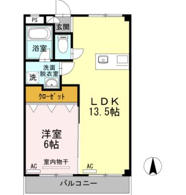 メゾンTA(1LDK/4階)の間取り写真