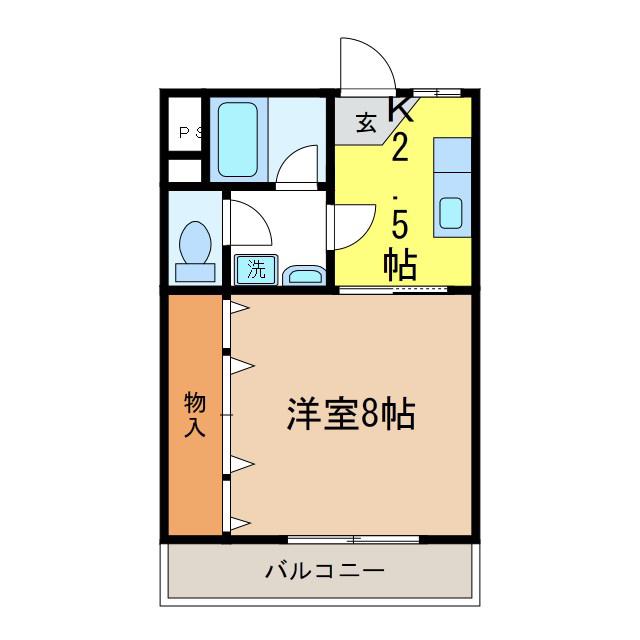 ワンルームそら(1K/2階)の間取り写真