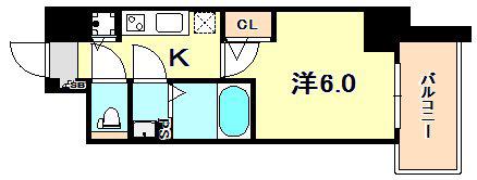 エスリード神戸三宮(1K/6階)の間取り写真