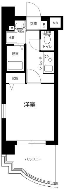 グリフィン横浜・馬車道駅前(1K/6階)の間取り写真