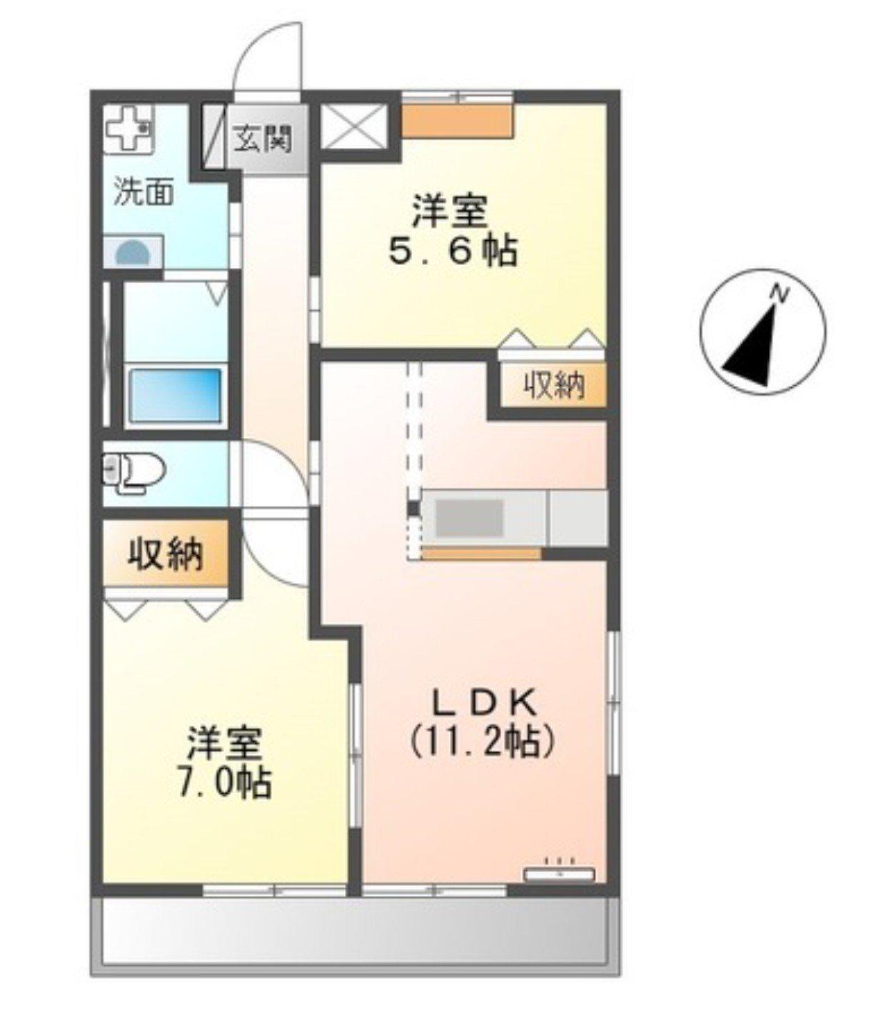 アドヴァンスII(2LDK/2階)の間取り写真