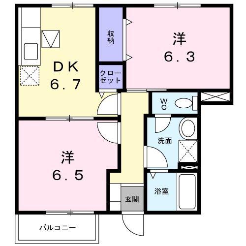サニーハウス・S(2DK/1階)の間取り写真