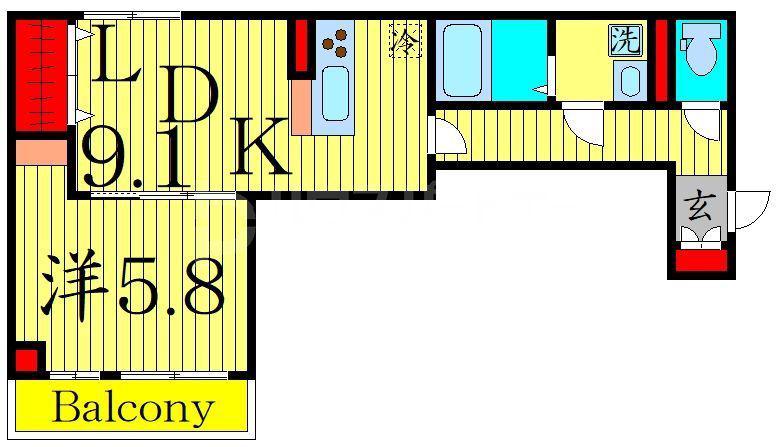 アヴァンスお花茶屋(1LDK/3階)の間取り写真