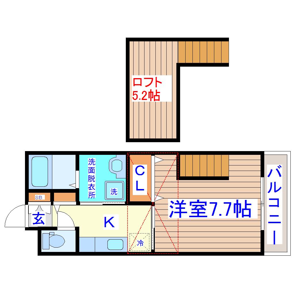 ブランニューI番館(1K/2階)の間取り写真