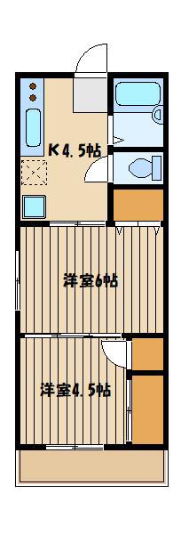 昴ハイツ(2K/1階)の間取り写真