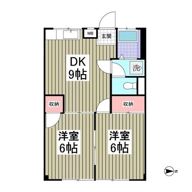 パークワイズ草加 旧サタカコーポ(2DK/1階)の間取り写真