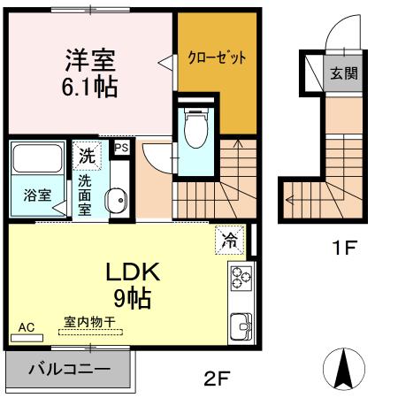 BONNE MAISON(1LDK/2階)の間取り写真