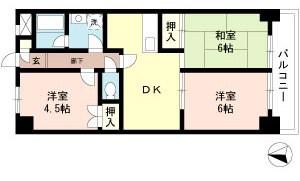 戸田シャテロ(3DK/4階)の間取り写真