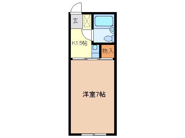 ハイユニK1(1K/1階)の間取り写真