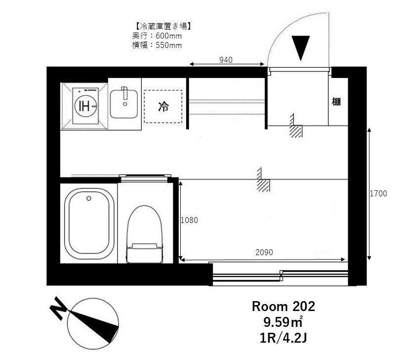 SH3198(ワンルーム/2階)の間取り写真