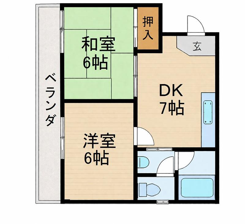 ネオハイツ(2DK/3階)の間取り写真