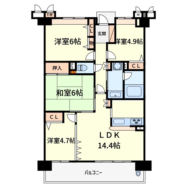 高槻日吉台アーバンコンフォート(4LDK/2階)の間取り写真