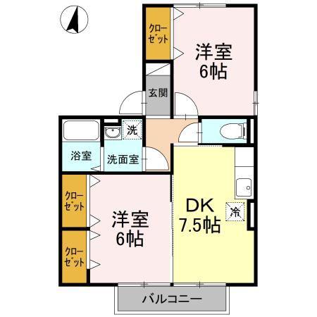 プレミール(2DK/2階)の間取り写真