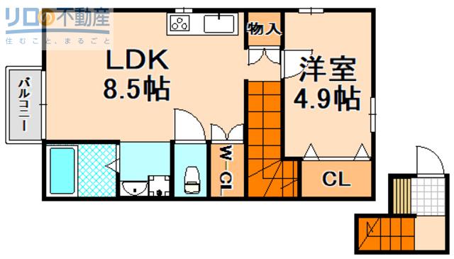 松葉荘(1LDK/2階)の間取り写真