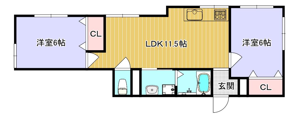 エムハイツ(2LDK/2階)の間取り写真