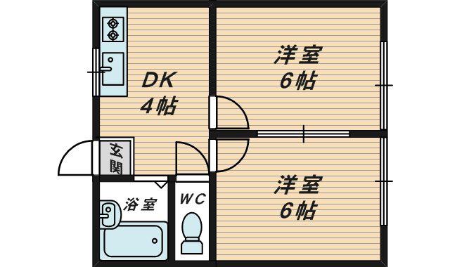 ウエストヒルズ都島(2K/3階)の間取り写真
