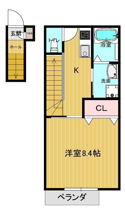  乙多見AP(1K/2階)の間取り写真
