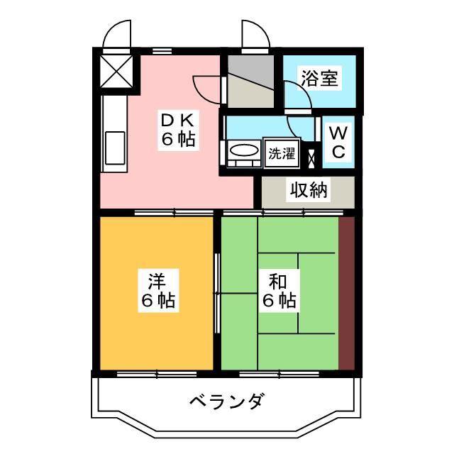アーベイン中泉(2DK/2階)の間取り写真