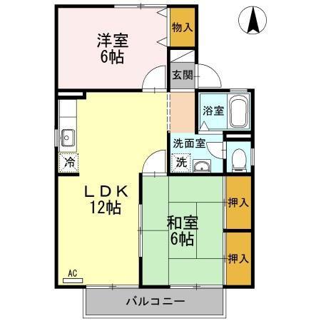 フォーラム ワーゴ(2LDK/2階)の間取り写真