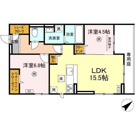 プラーナ(2LDK/1階)の間取り写真