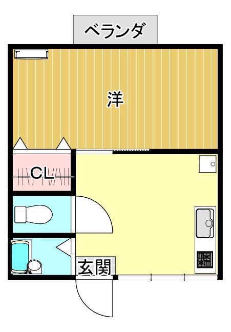 ブルーヒルさわえF(1DK/1階)の間取り写真